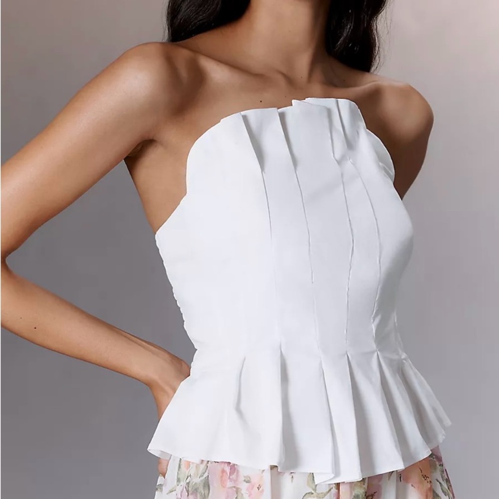 Anthropologie White Strapless Blouse